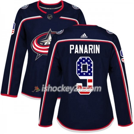 Dame NHL Columbus Blue Jackets Trøje Artemi Panarin 9 Adidas 2017-2018 Marine Blå USA Flag Fashion Authentic